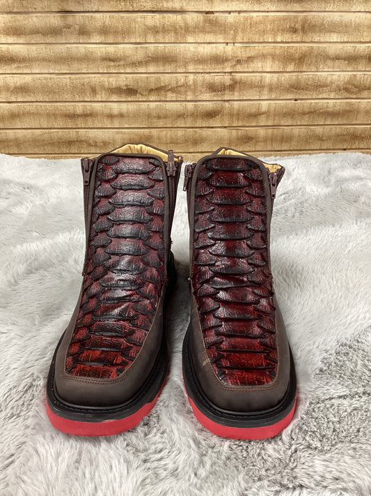 FRONTERA BOOTS Men Bota Piton Clon Black Cherry Doble Densidad