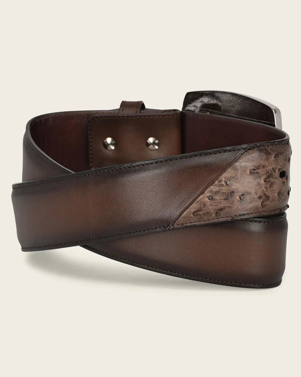 Cuadra Mens Ostrich CC Belt- Brown BC321