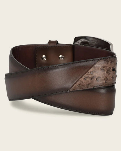 Cuadra Mens Ostrich CC Belt- Brown BC321