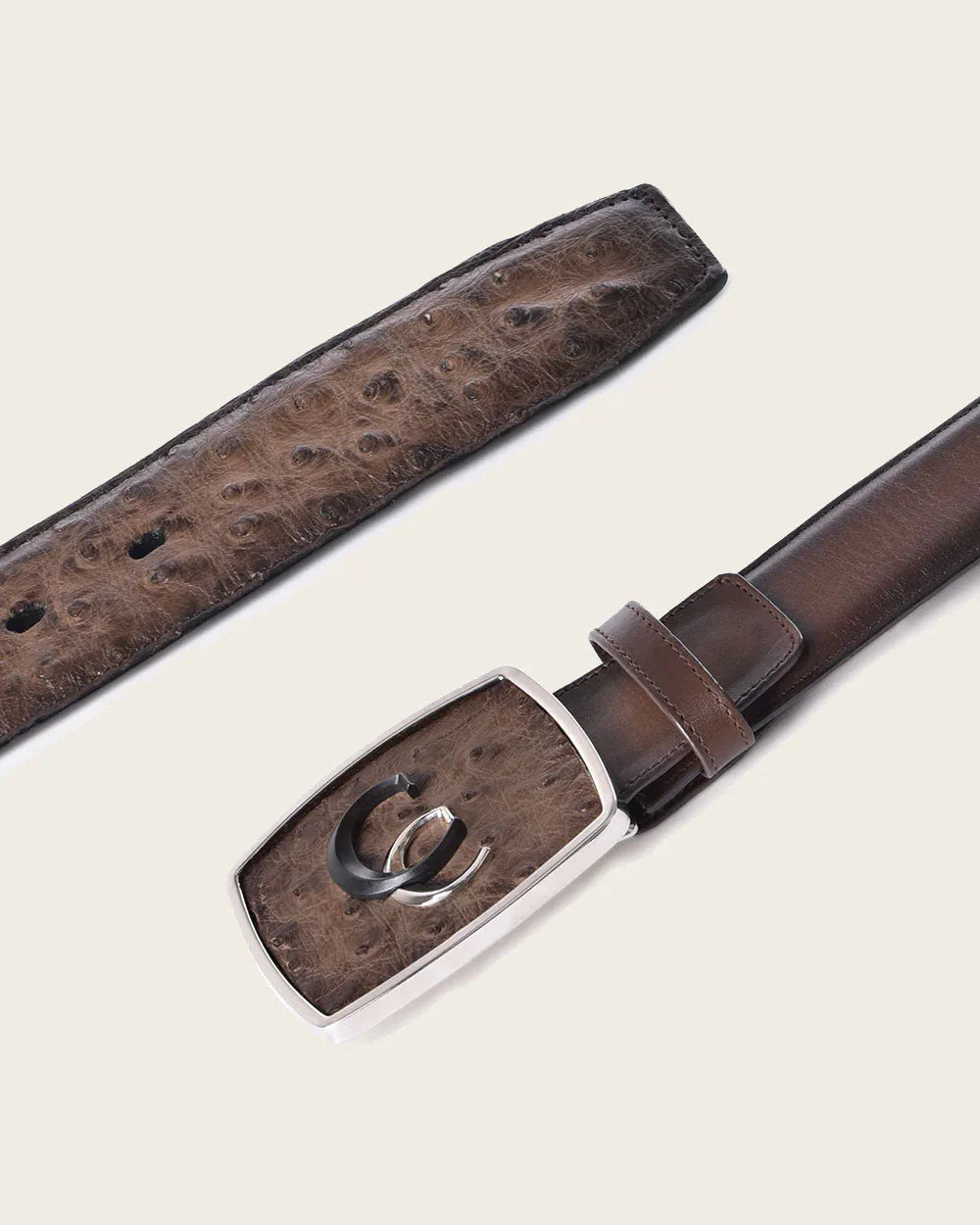 Cuadra Mens Ostrich CC Belt- Brown BC321