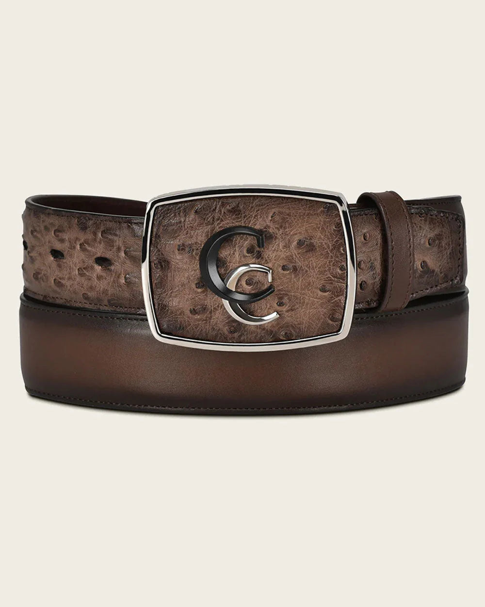 Cuadra Mens Ostrich CC Belt- Brown BC321