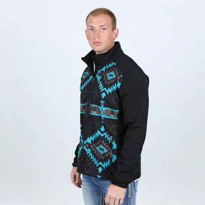 Platini Mens Aztec Soft Shell Jacket - Black, White