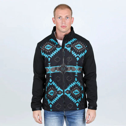 Platini Mens Aztec Soft Shell Jacket - Black, White