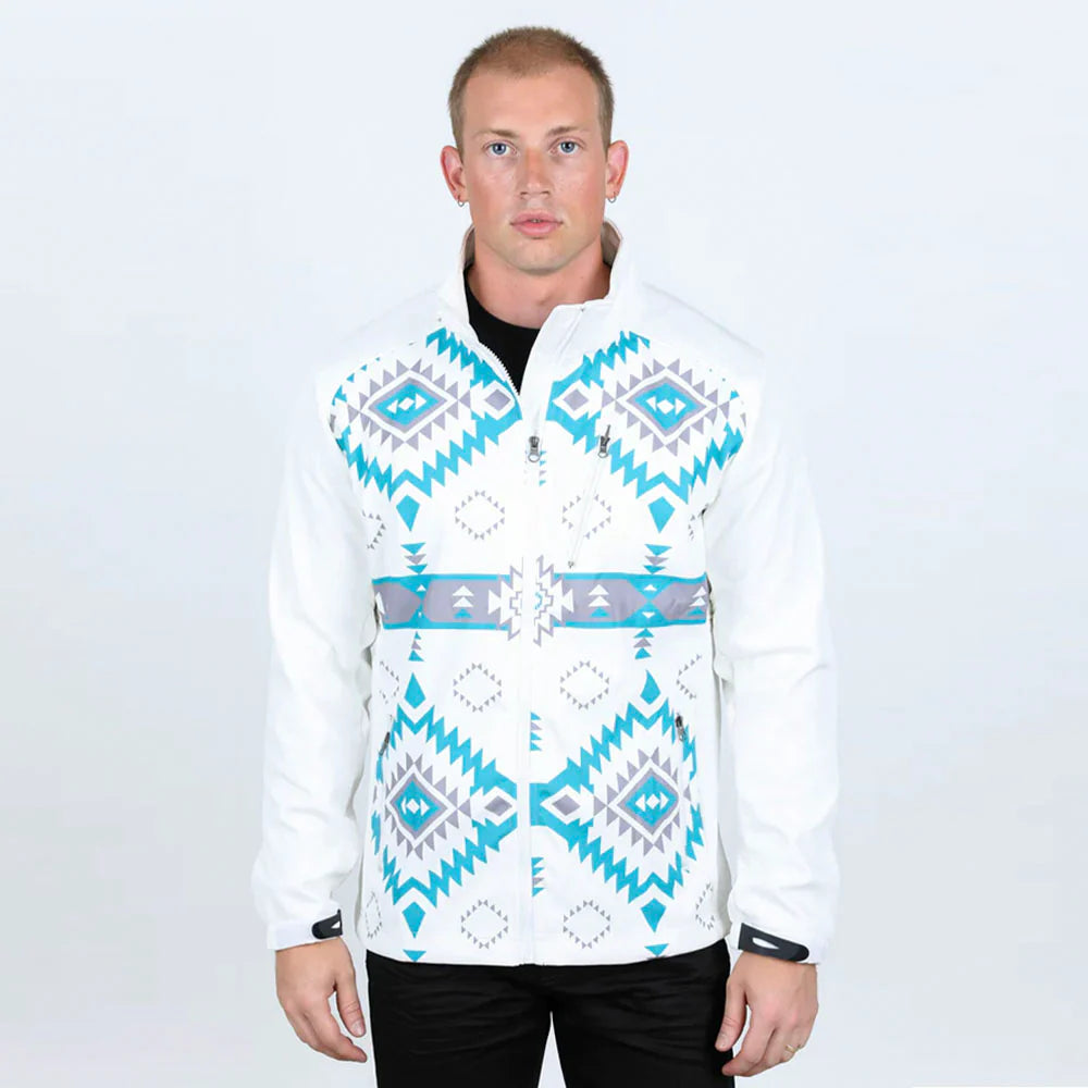 Platini Mens Aztec Soft Shell Jacket - Black, White
