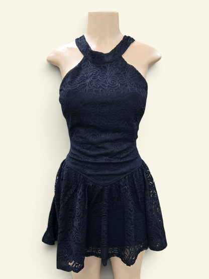 Cindy Womens Halterneck Dress - Baby Blue, Black
