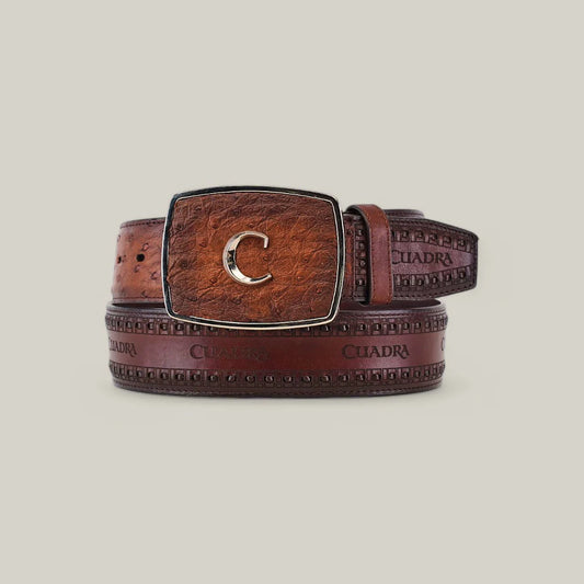 Cuadra Mens Ostrich Belt -  MARONI CHESTNUT BC278