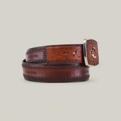 Cuadra Mens Ostrich Belt -  MARONI CHESTNUT BC278