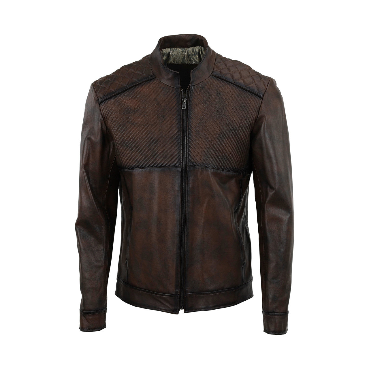 Mens Dandi Genuine Leather Jacket - Brown