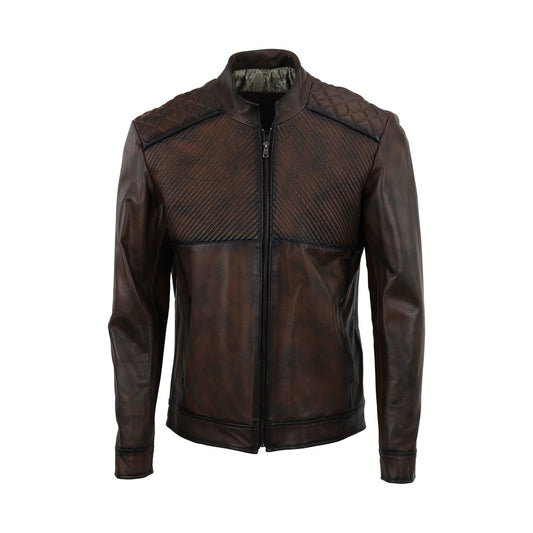 Mens Dandi Genuine Leather Jacket - Brown