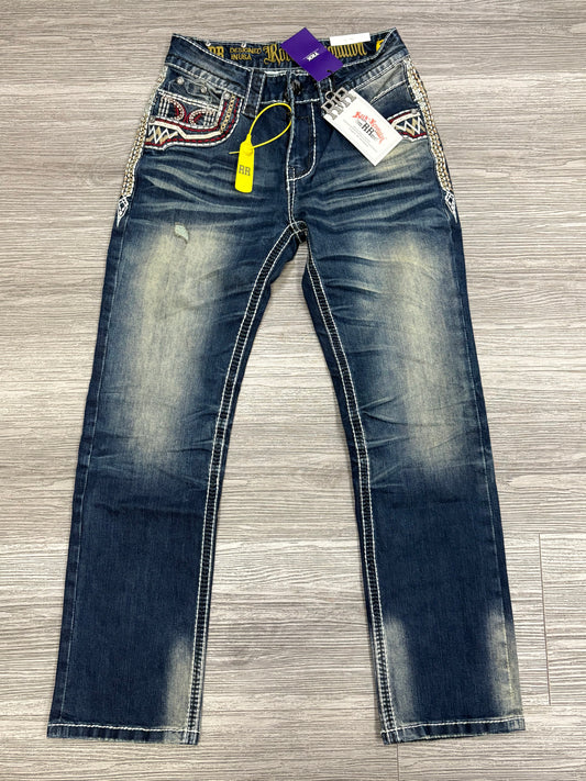 Revolution Mens 'El Gallero' Bootcut Straight Fit Jeans - DK. Blue