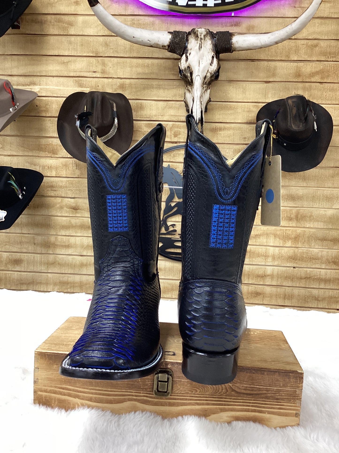 Hooch Mens Python Print Boot - Blue