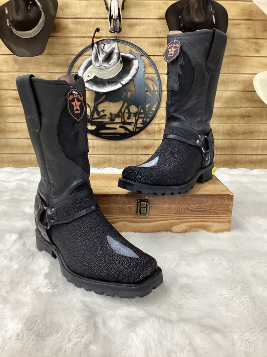 Los Altos MenS Biker Boot Stingray Single Stone (Black)