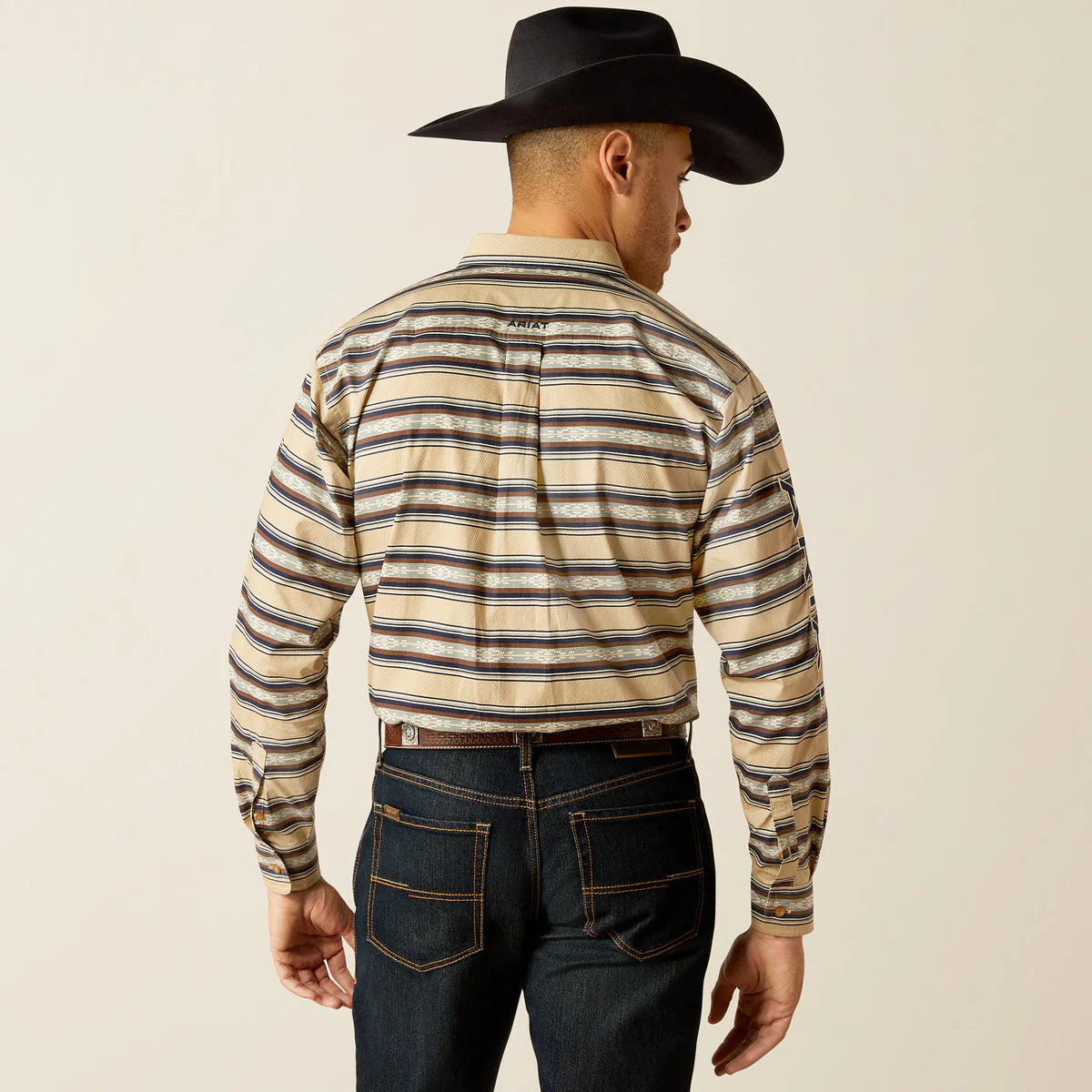 Ariat Mens Team Korbyn Classic Fit Shirt - Tan/Navy Blue