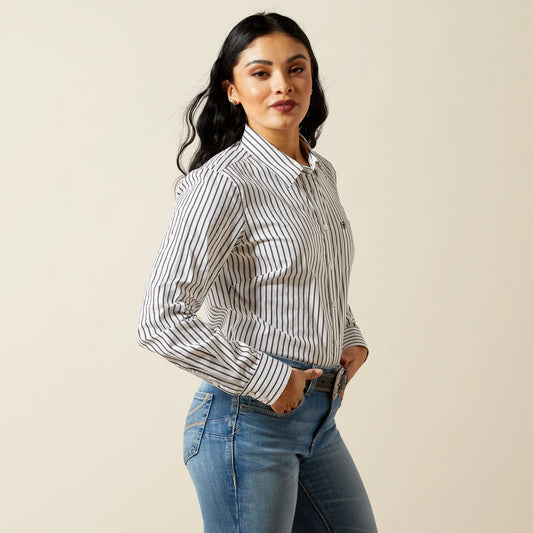 Ariat Womens Kirby Stretch Shirt - Black and White Triangle Stripe