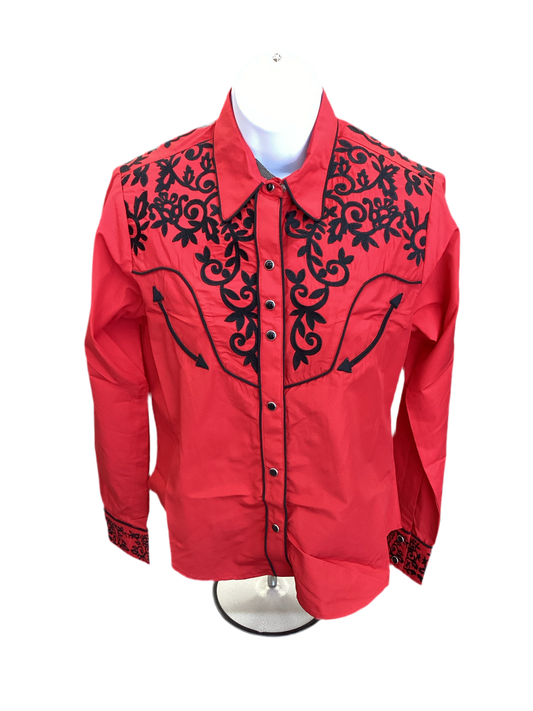 Señor de los Cielos Women Camisa Bordado Rojo 1