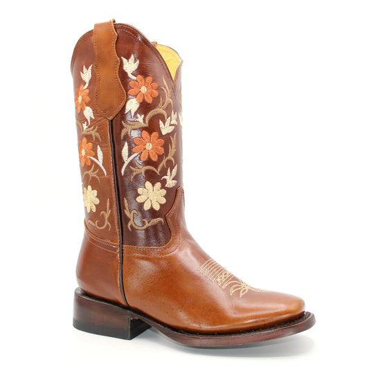 Hooch Womens Flower Embroidered Boots - Bronze