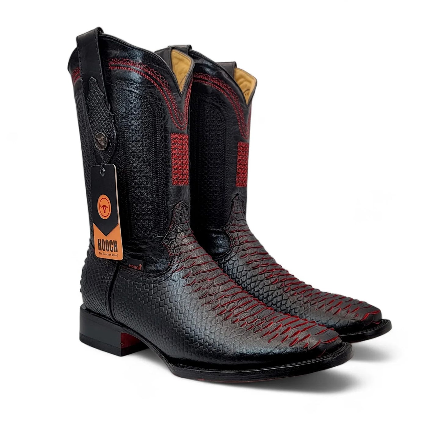 Hooch Mens Faux Python Print Boot - Black Cherry
