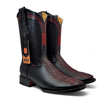 Hooch Mens Faux Python Print Boot - Black Cherry