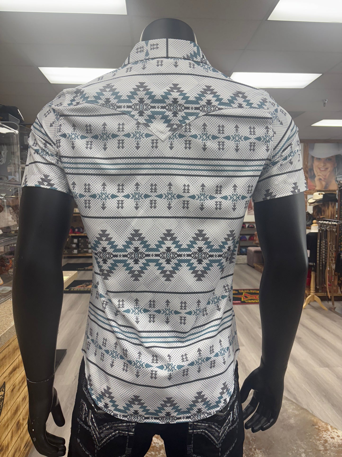 Mens Aztec Style Shirt - White