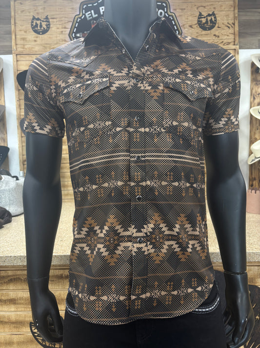 Montero Mens Aztec Style Shirt - Dark Brown