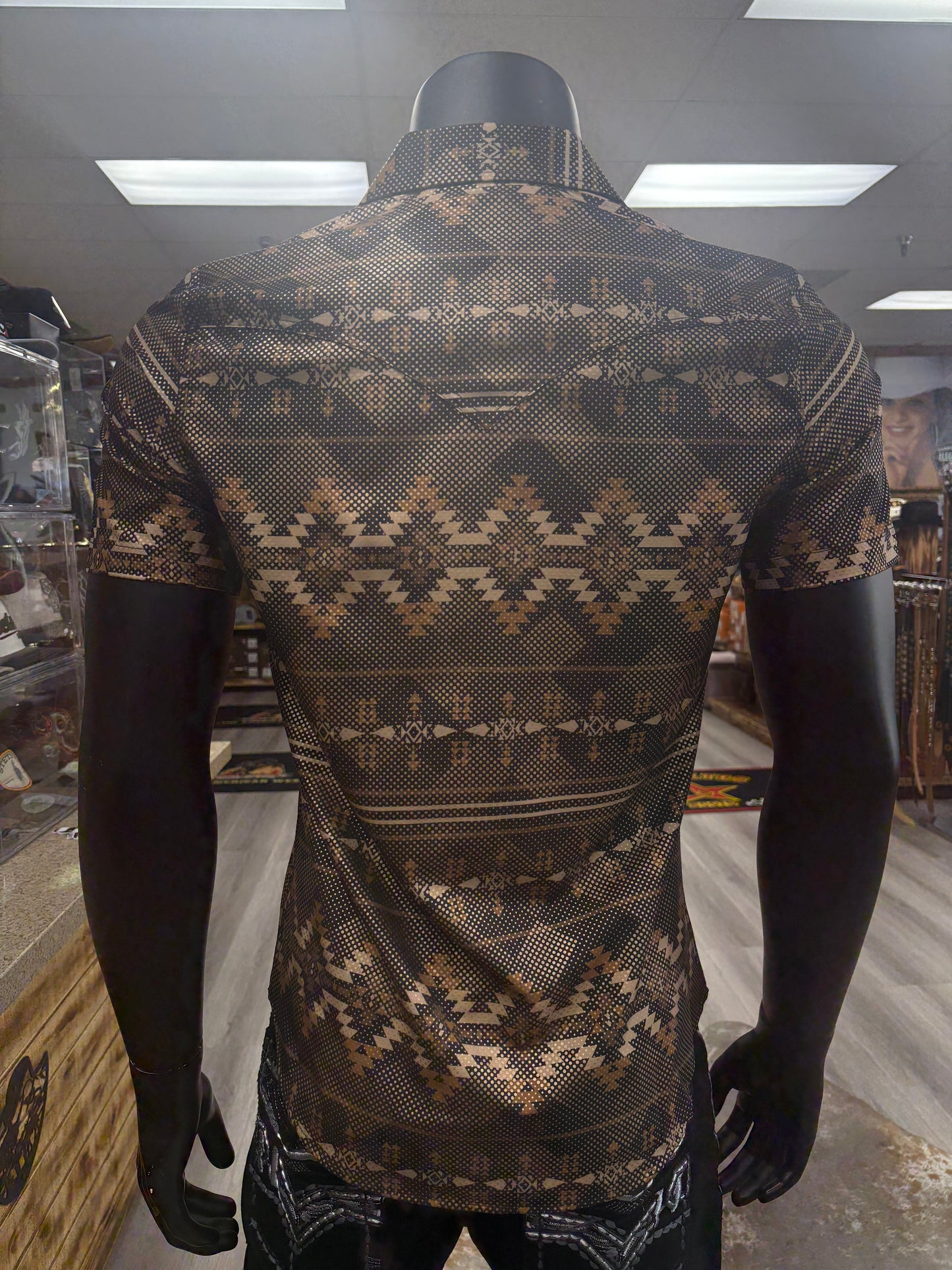 Mens Aztec Style Shirt - Dark Brown