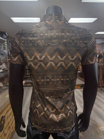 Mens Aztec Style Shirt - Dark Brown