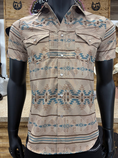 Mens Aztec Style Shirt - Beige