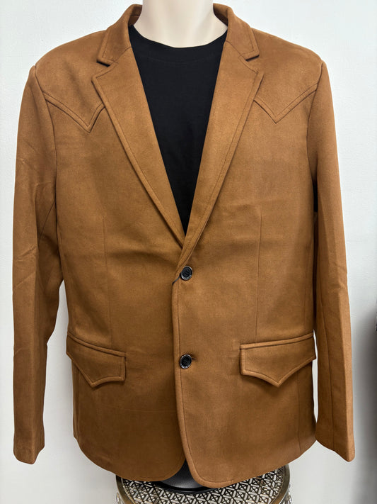 Lamasini Mens Faux Suede Coat - Camel