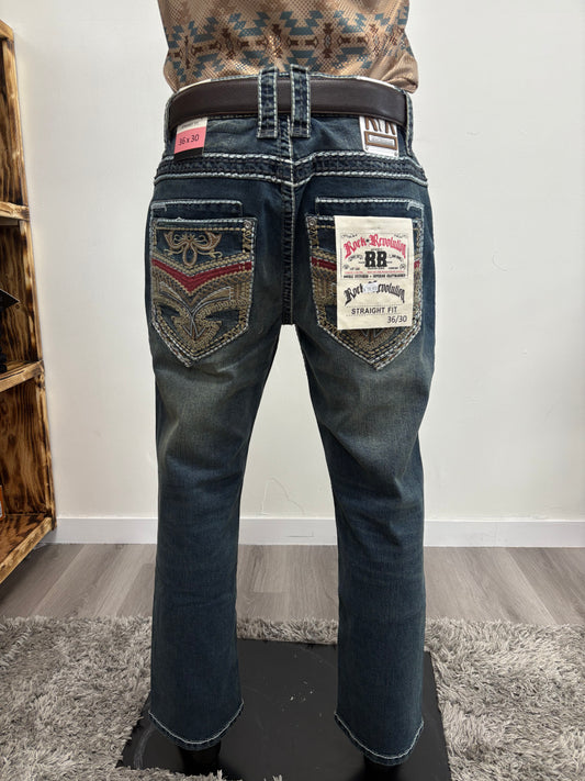 Rock Revolution Mens Design Jeans - Dark Blue R003