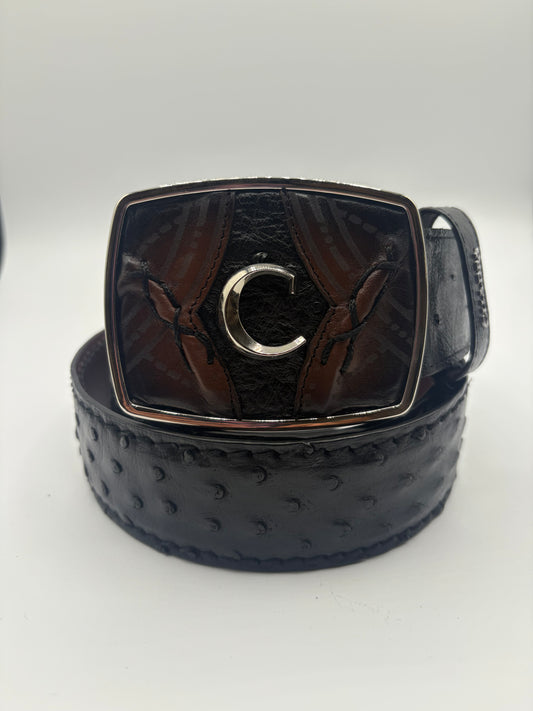 Cuadra Mens Ostrich Border Belt - bc347