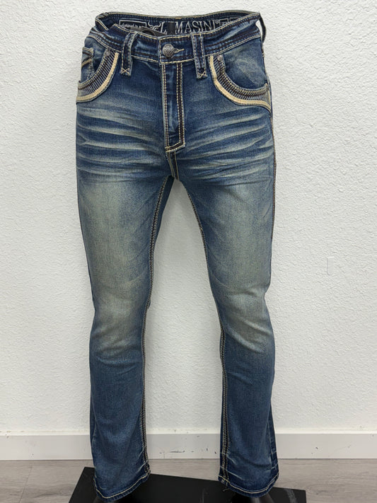 Lamasini Mens Marco Bootcut Jean -Medium Blue 26503