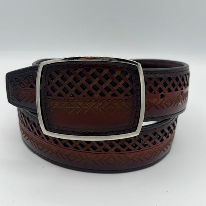 Del Cesar Men’s Heritage Weave Leather Belt – Black, Brown, & Orange