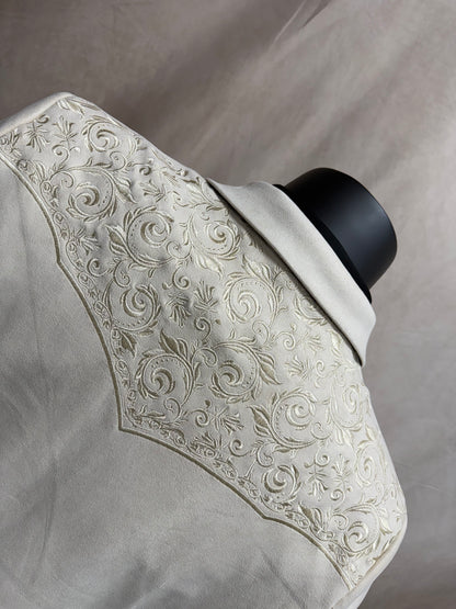 Lamasini Men’s Embroidered Faux Suede Suit