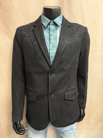 Lamasini Men’s Embroidered Faux Suede Suit