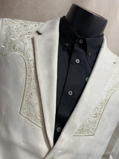 Lamasini Men’s Embroidered Faux Suede Suit