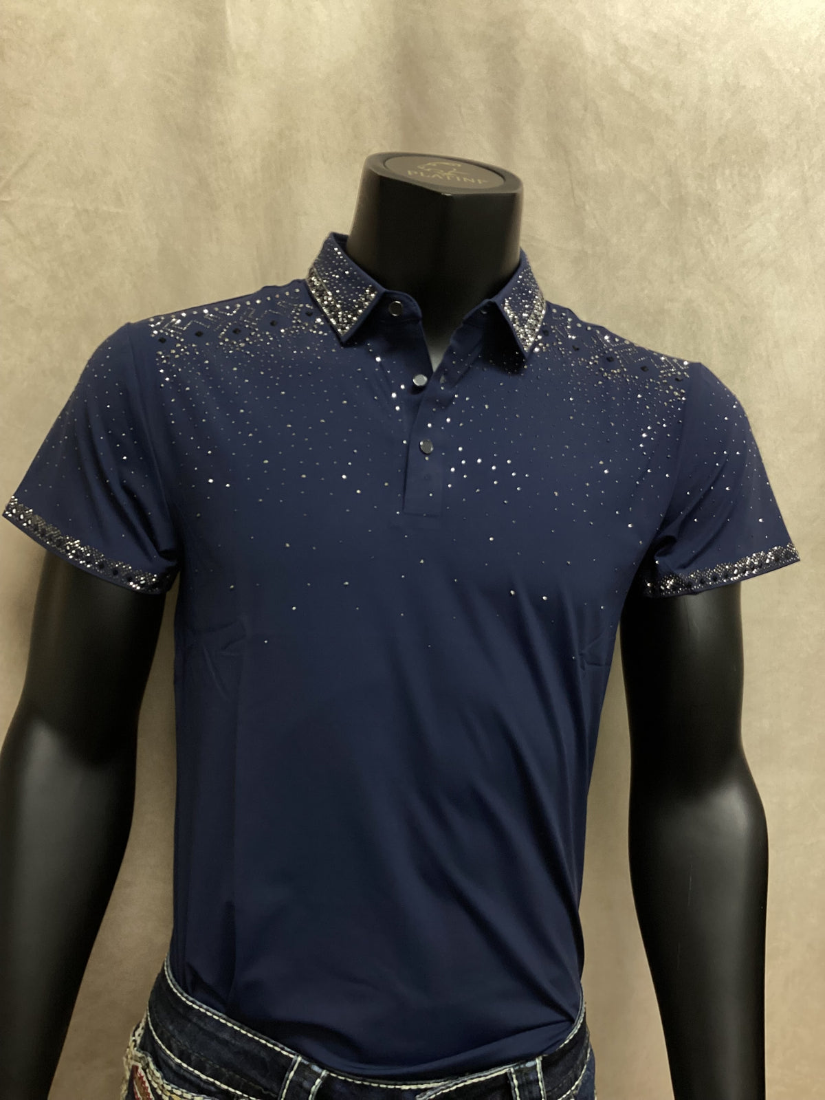 Mens valenzo  Rhinestone Polo Shirt - VPS08