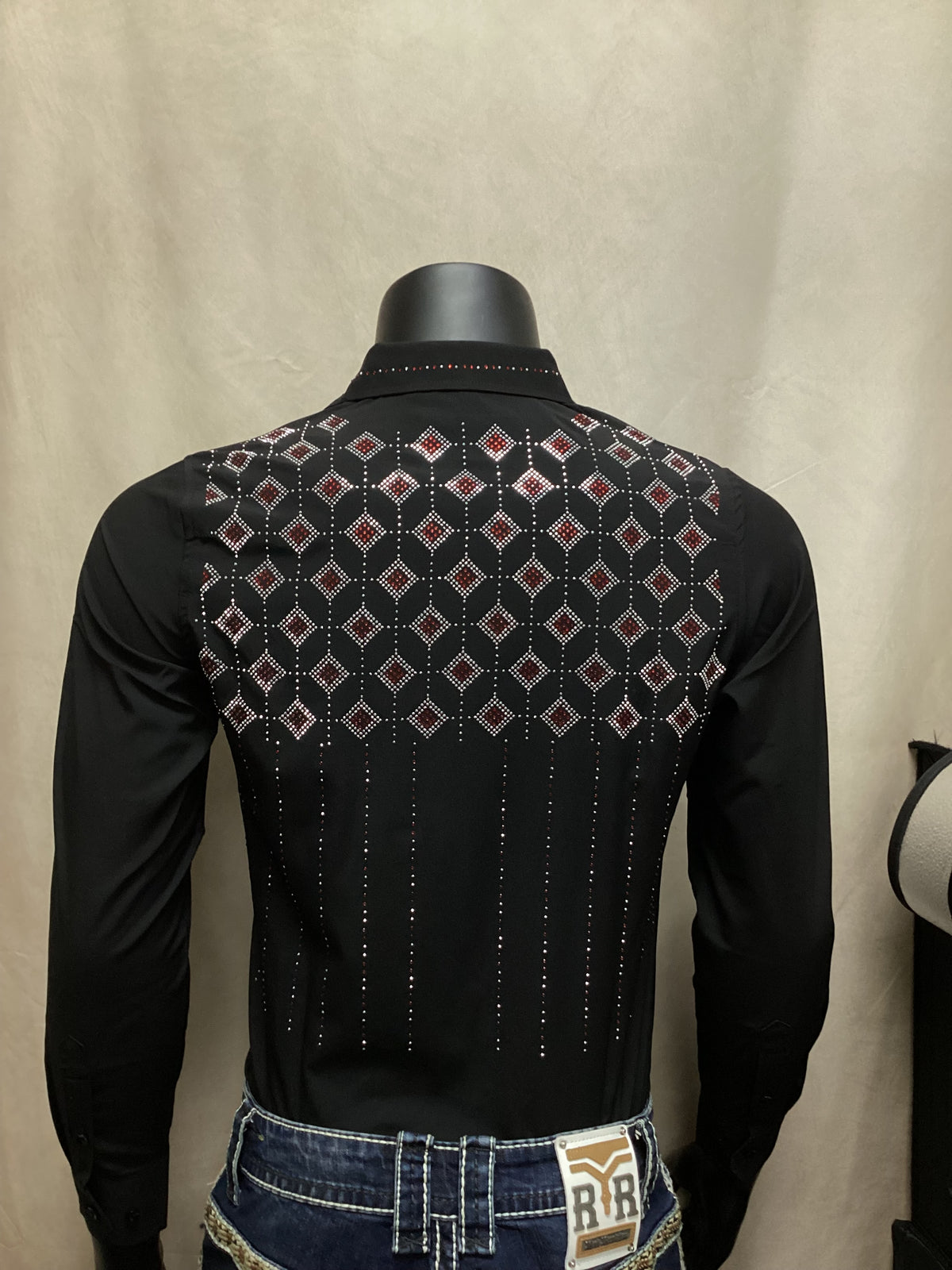 Valenzo rhinestone diamond Long Sleeve Shirt
