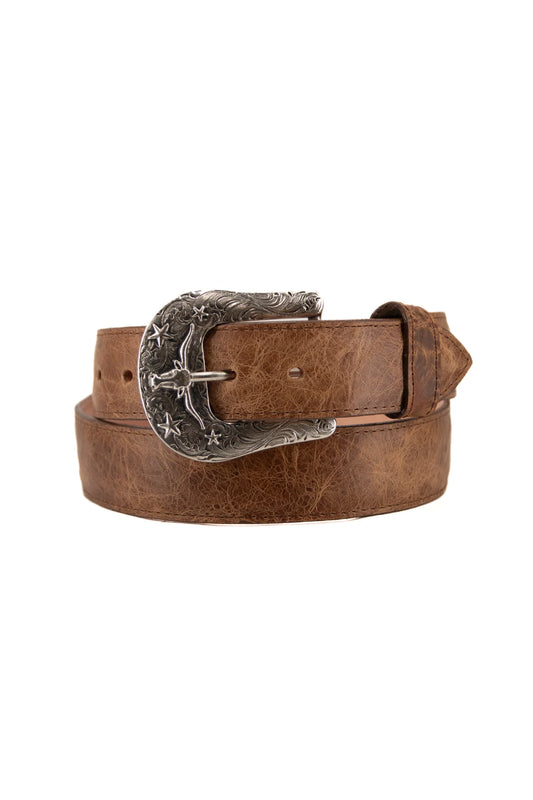 -Rockem Unisex Heritage Longhorn Belt  - Tobacco