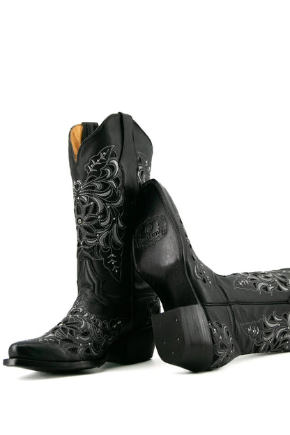 Rockem Womens Country Waxy Retro Boot - Black