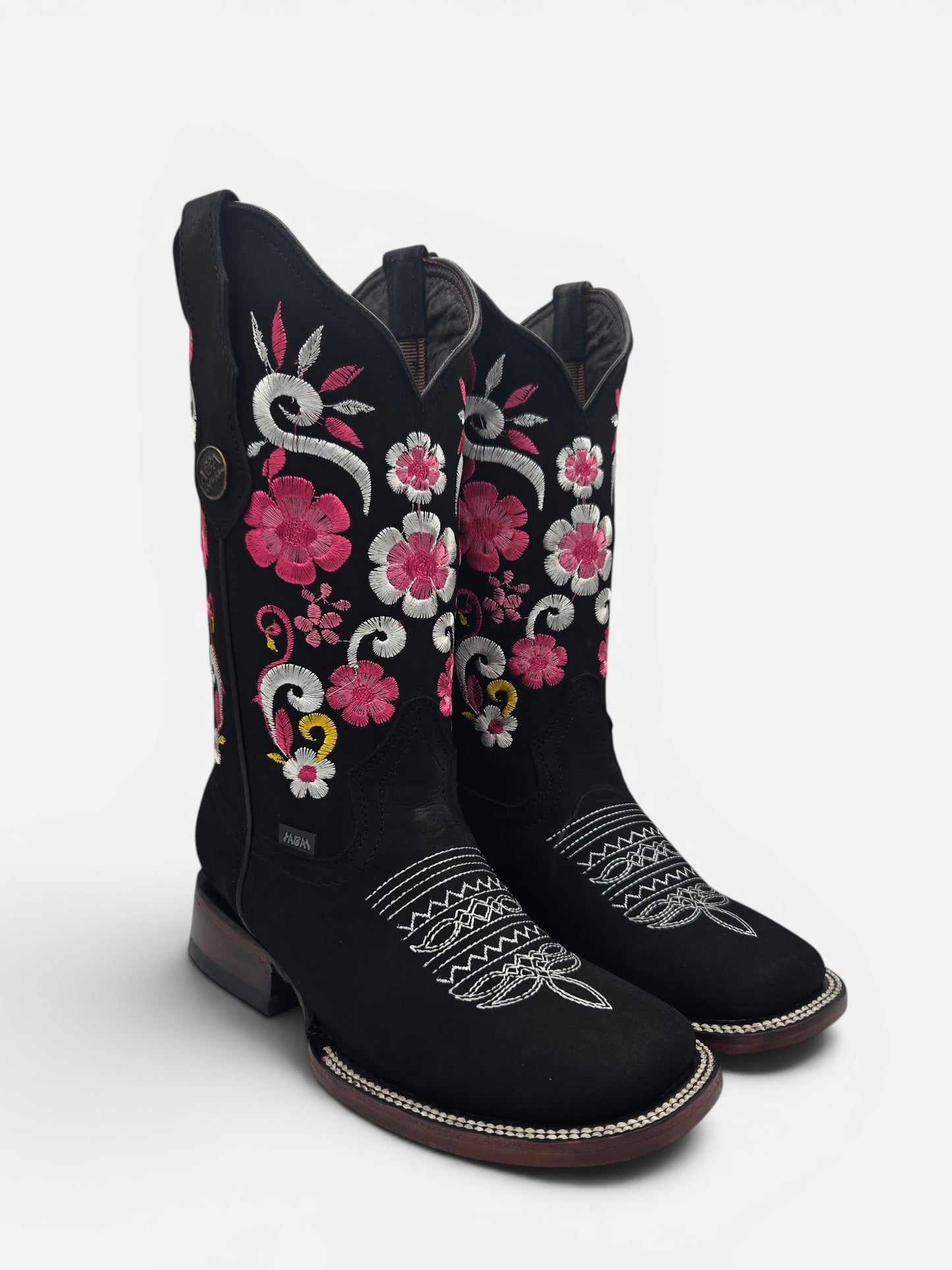 Kenia Womens Flower Embroidered Boots - Black