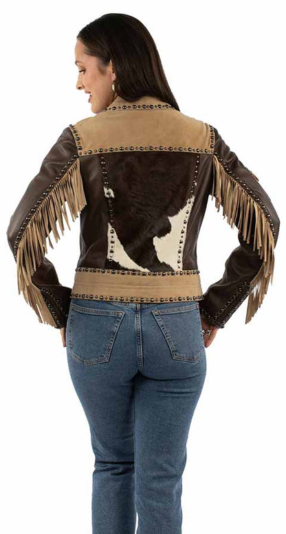 Scully Womens Western Cowhide Jacket w/ Fringe - Brown