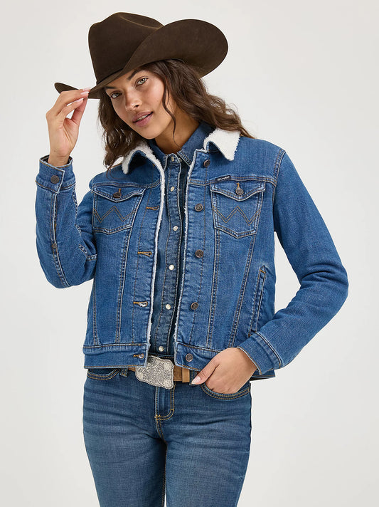 Wrangler Womens Wrangler Retro® Sherpa Lined Western Denim Jacket - Denim