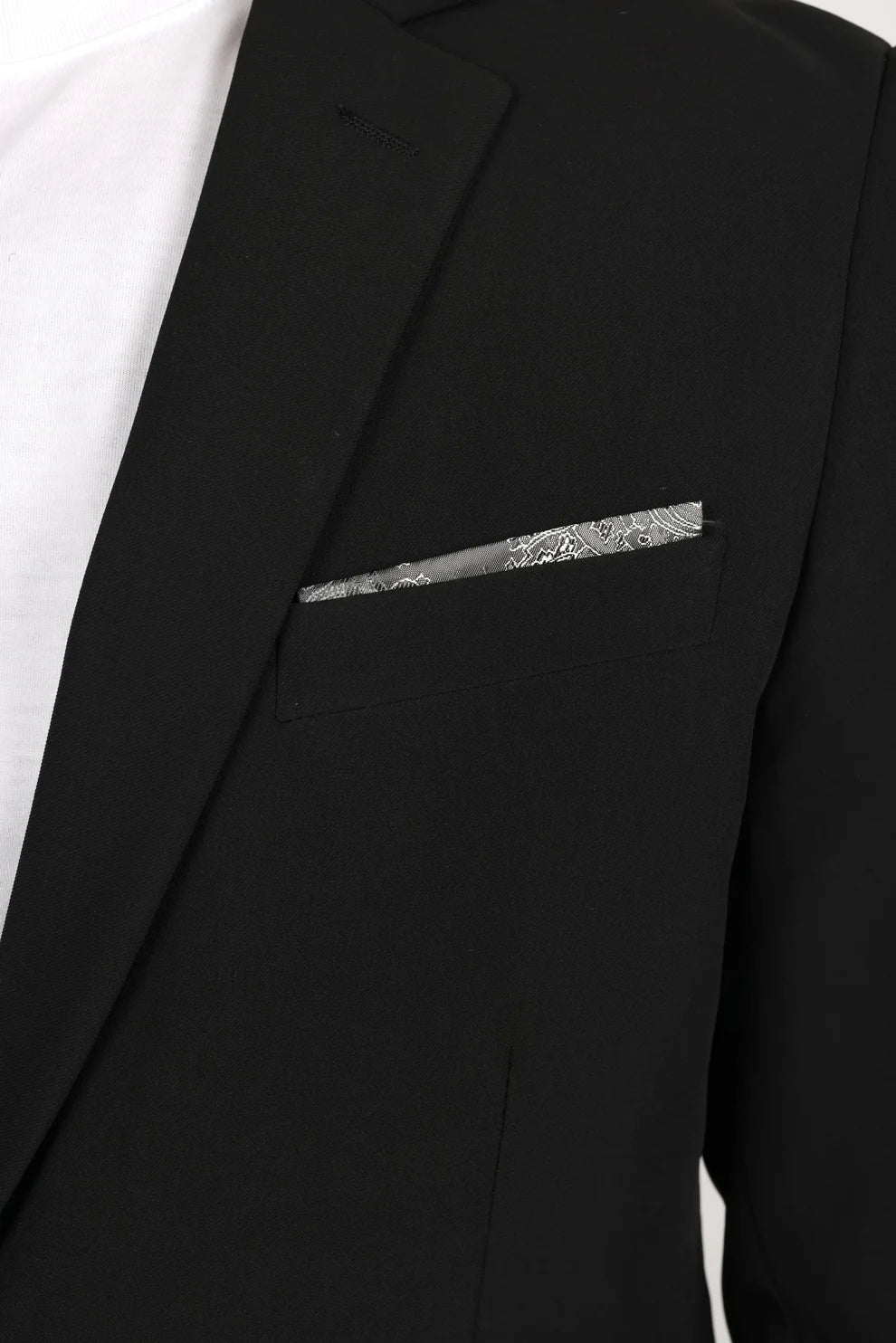 Platini Mens Modern Fit Date Nigh Blazer Grey Floral - Black