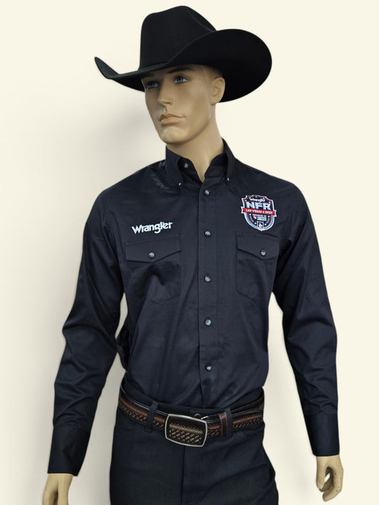 Wrangler Mens NFR 2026 Las Vegas Long Sleeve Shirt - Black