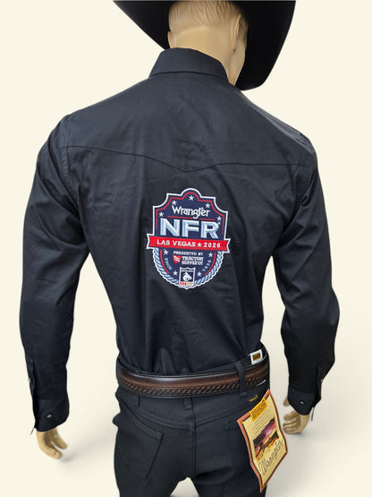 Wrangler Mens NFR 2026 Las Vegas Long Sleeve Shirt - Black
