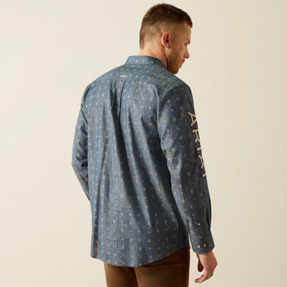Ariat Mens Team Philibert Classic Fit Shirt - Chambray/Blue/Khaki
