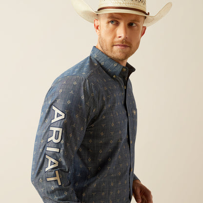 Ariat Mens Team Philibert Classic Fit Shirt - Chambray/Blue/Khaki