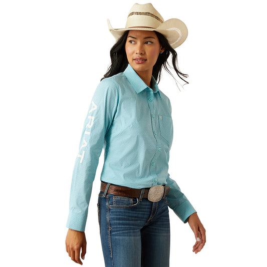 Ariat Womens Team Kirby Stretch Shirt - Aruba Blue