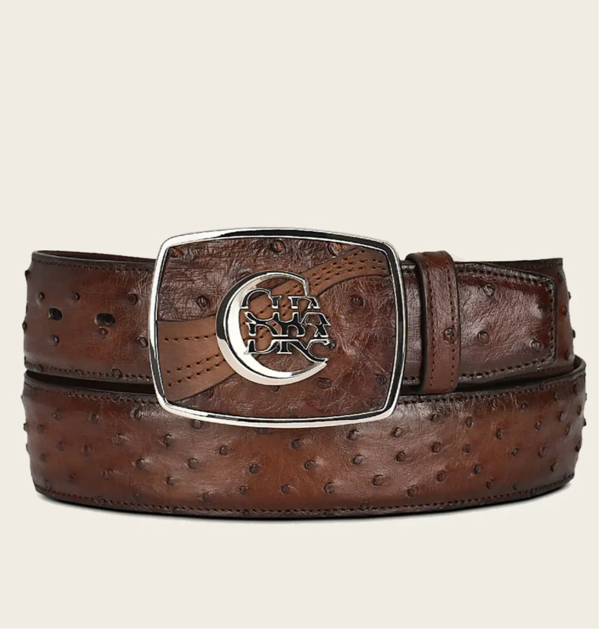 Cuadra Mens Ostrich Western Belt - Honey BC307