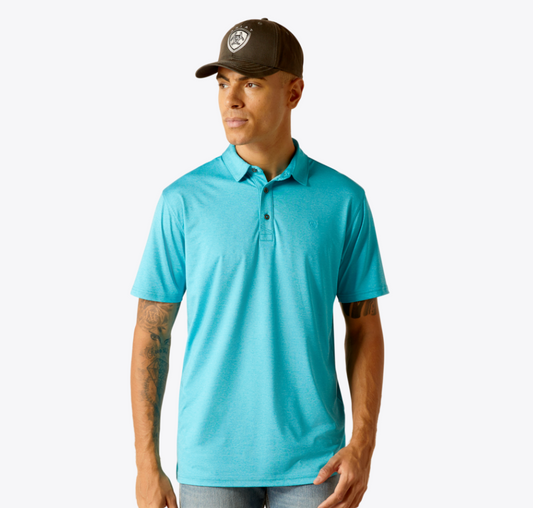 Ariat Mens Charger 2.0 Fitted Polo - Turquoise Reef